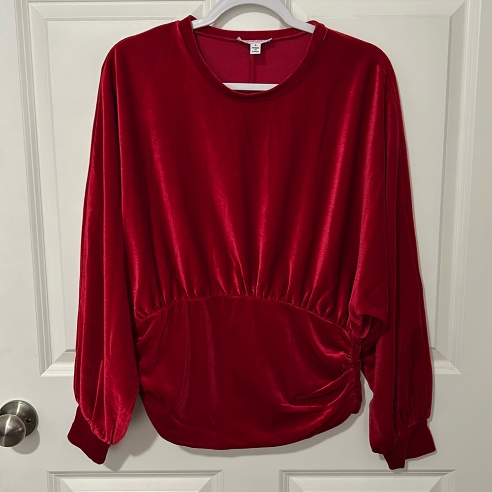 Red velour top